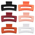 3.5 Inch Medium Hair Claw Clips 6 Pack Hair Clips for Women Square Rectangle Claw for Hair Banana Jaw Clips Hair Accessories for Girls (Orange)
