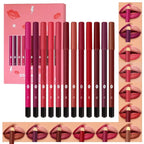 evpct 12Pcs Matte Waterproof Lip Liner Crayon Pencils Set Packs for Shaping & Sculpting Lips, Nude Pink Chestnut Maroon Dark Taupe Brown Plum Purple Deep Red Creamy Lipstick and Lip Liner Set
