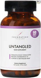 Foundation Skincare UnTangled Hair Vitamins (60-day supply) - Collagen & Biotin Supplement for Women & Men, Visibly Thicker, Faster Hair Growth