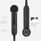 TOME 1875W Hair Dryer High Speed Motor Brushless 110000 RPM Blow Dryer Negative Ionic Cool Shot Lock with Diffuser Comb Nozzle Light Weight Black