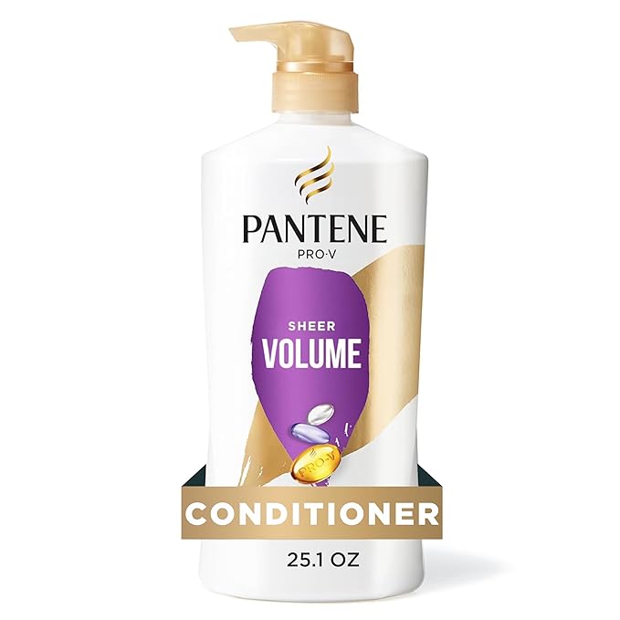Pantene Conditioner, Sheer Volume - 72-Hour Fullness, Lightweight Nourishment with Pro-Vitamin B5 + Antioxidants, Fine, Thin, Color-Treated Hair, Paraben Free, Strengthens Bonds, 25.1 Fl Oz