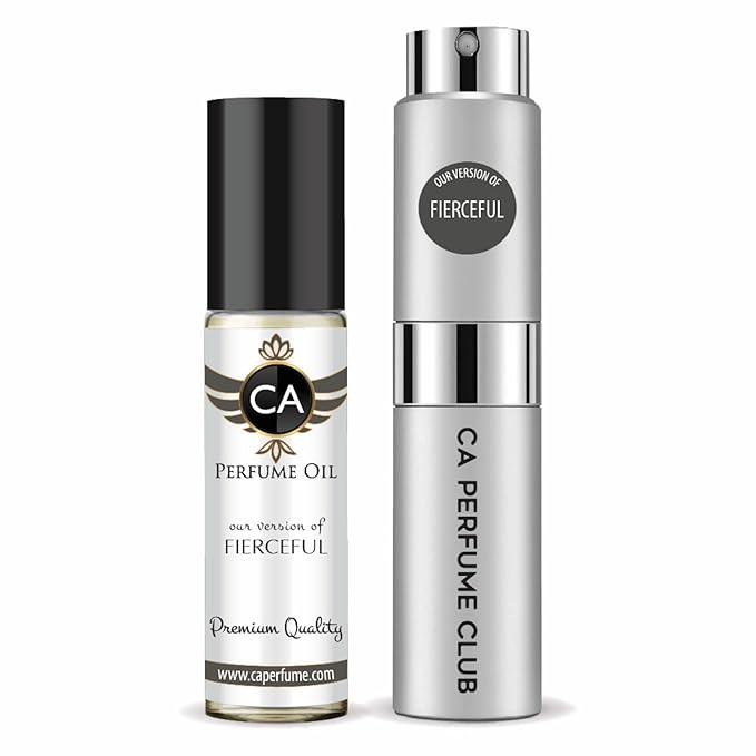 CA Perfume Duo Impression of Fierceful For Men Perfume Layering Set Mens Cologne Long Lasting Travel Size EDP + Body Oil Roll-On Bottle 0.27 Fl Oz+0.33 Fl Oz