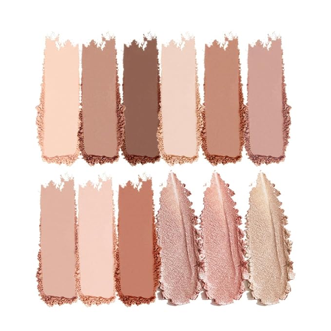 Eyeshadow Palette - 12 Color Neutral Eyeshadow, Nude Pink & Brown, Matte & Shimmer, Highly Pigmented, Blendable, Travel-Friendly Everyday Makeup, 03-1#