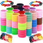 Blue Hair Ties - 100 Pcs Seamless Ponytail Holders - No Damage Thick Hair Bands for Women & Girls