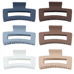 Hair Clip, 3.5 Inch Medium Hair Claw Clips 6 Pack for Women - Brown, Blue, Beige, White, Square, Rectangle, Banana, Jaw Styles