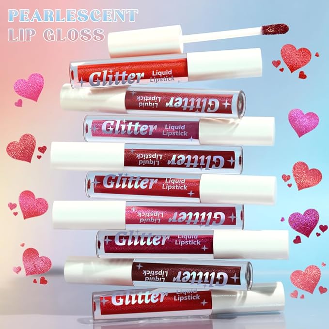 AMY'S DIARY Glitter Liquid Lipstick, Shimmer Metallic Lip Gloss, Long-Lasting Waterproof Lip Color, High Shine Sparkle Makeup,Lip makeup for woman (Rose Gold Shimmer#1)