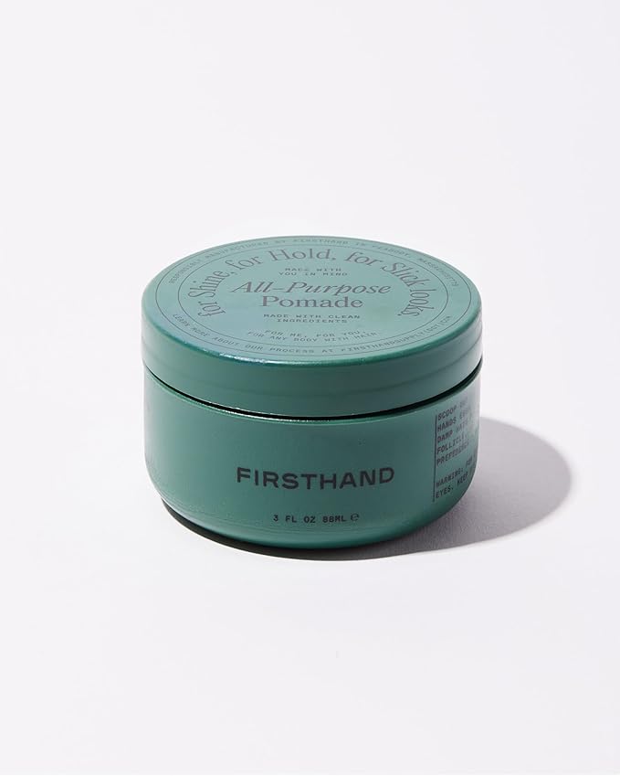 Firsthand Supply All-Purpose Hair Pomade for Men & Women - Flexible Firm Hold with Natural, Low Shine – Organic, Water Based Pomade - Nourishing Aloe & Shea Butter - All Hair Types & Lengths - 3oz