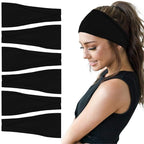 Fashion Headbands For Women Wide Headband Yoga Workout Head Bands Hair Accessories Black Band 6 Pack