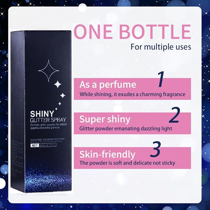 Body Glitter Spray, Perfect Body Glitter for Music Festival Stage Makeup and Festival Rave Highlighter Makeup. (1 Pcs)