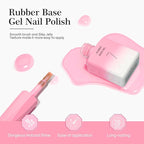 CANNI Rubber Base Gel Nail Polish Set- 6 Pcs 9 Ml Transparent Pink Rubber Base for Nails, Soak Off LED Nail Gel Manicure Kit DIY at Home Salon Gifts