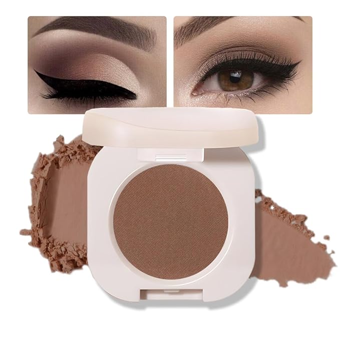 Single Nude Coffee Brown Matte Eyeshadow,Bright Intense Monochrome Eye Shadow,Apply Makeup Easily,Matte Pressed Powder Single Eyeshadow,24 Hour Eye Makeup Longwear Waterproof
