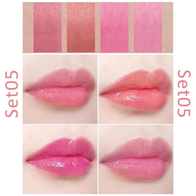 evpct 4 pk Mini Cigarette Color Changing Change Lipstick Sets PH Lip Balm Kit,DNM Litte Smoke Tube Red Lipstick Moisturizing Lip Stain Long Lasting Waterproof for Women labiales matte larga (A-Set05)