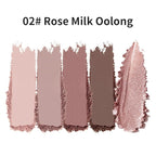 5-Color Eyeshadow Palette, Matte & Shimmer Neutral Browns, Low Saturation High Pigment, Blendable Buildable Waterproof, Smooth Skin-Friendly, 2#