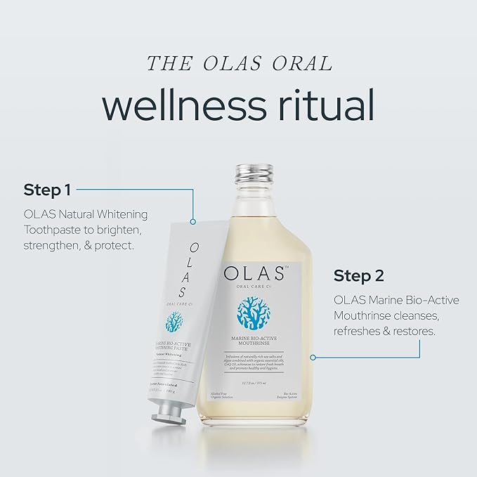 Olas Alcohol Free Mouthwash & Oral Rinse - Marine Bio-Active Mouth Rinse With Essential Oils & Antioxidants for a Healthy Oral Microbiome - Fluoride Free Natural Mouthwash (500 ml)