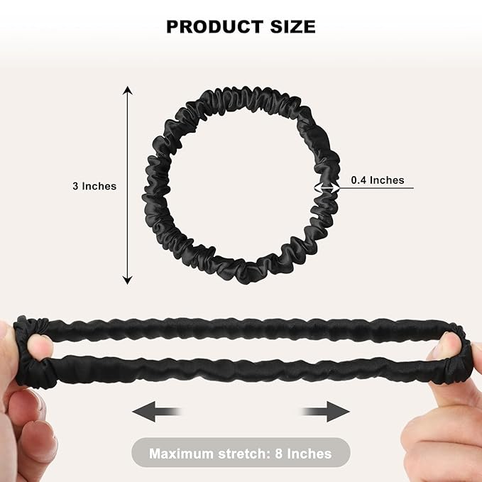 8Pcs Silk Scrunchies Hair Ties for Women & Girls, Mulberry Silk Scrunchies No-Damage Thin Satin Ponytail Holders for Hair Care