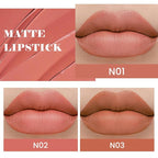 evpct 3Pcs Nude Beige Light Brown Orange Matte Lipstick Sets for Women 24 Hour Matt Matte Lipstick Long Lasting Waterproof and Smudge Proof Fall Color Lipstick Shades Dark Brown Lip Liner Set 01