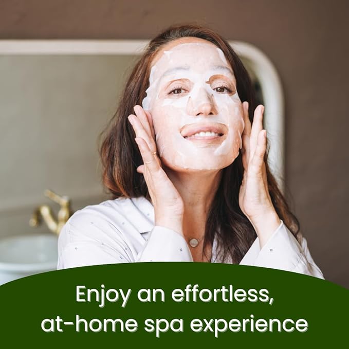 Yu-Be Facial Mask: Revitalizing Aloe Vera | Plant-Based Konjac Sheet Mask Soothes, Plumps, & Hydrates Face | Supports a Smoother-Looking Complexion | Supports Firmer, Hydrated Skin - 6 sheets