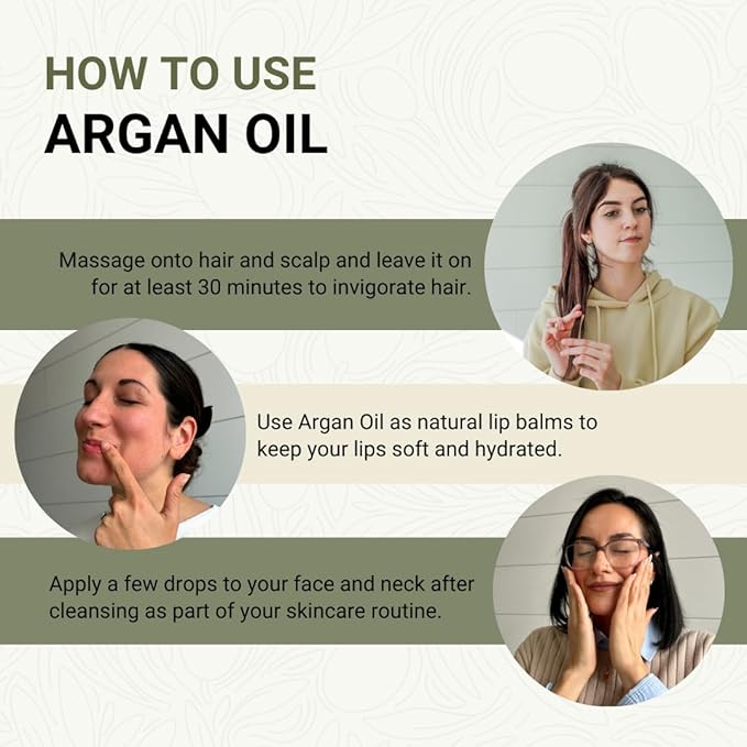 Argan Oil for Hair Growth Oil 16oz (Aceite de Argan) - 100% Pure Cold Pressed Moroccan Oils - Suitable for Colored & Damaged Hair, Face, Body Oils, Nail & Scalp