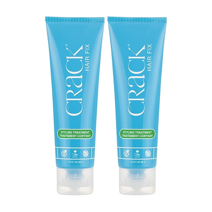 Crack HAIR FIX Styling Treatment - Multi-Tasking, Anti-Frizz, Leave-In Styling Cream with Protection from Humidity, Chlorine, Heat Treatments & Sun (3 Oz - PACK OF TWO)