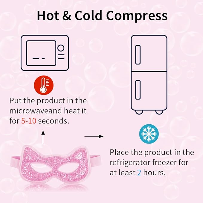 Cooling & Heating Eye Mask - Hot/Cold Use for Puffy Eyes, Headaches, Migraines, Sinus & Dark Circles (2 Packs Pink)