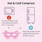 Cooling & Heating Eye Mask - Hot/Cold Use for Puffy Eyes, Headaches, Migraines, Sinus & Dark Circles (2 Packs Pink)