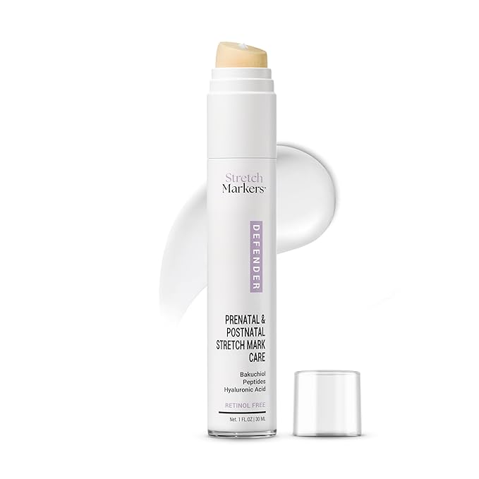 StretchMarkers Pregnancy Defender – Stretch Mark Cream for Pregnancy, Visibly Reduces & Treats with Bakuchiol, Hyaluronic Acid, Bioactive Peptides & 3D Stem Cell Technology, Retinol-Free, 1 fl oz