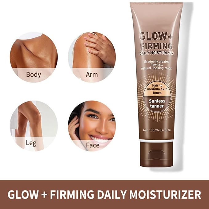 Natural Glow+Firming Self Tanner Body Lotion, Sublime Bronze Glow Daily Moisturizer and Natural Skin Tone Enhancer, Fair to Medium Skin Tone