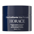 HORACE Hair Wax Pomade for Men – Strong & Long-Lasting Hold – Matte Finish – No Silicones or Mineral Oils – Woody Scent – Refillable, 50 ml