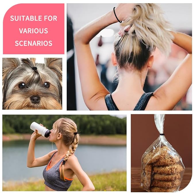 120 Pieces Black Hair Ties for Thick and Curly Hair Ponytail Holders Hair Elastic Band for Women or Men(4mm)