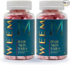 WEEM Hair Skin and Nails Gummies - Supports Healthy Hair - Vegan biotin Vitamins for Women & Men Supports Faster Hair Growth, Stronger Nails, Healthy Skin, Extra Strength (2)