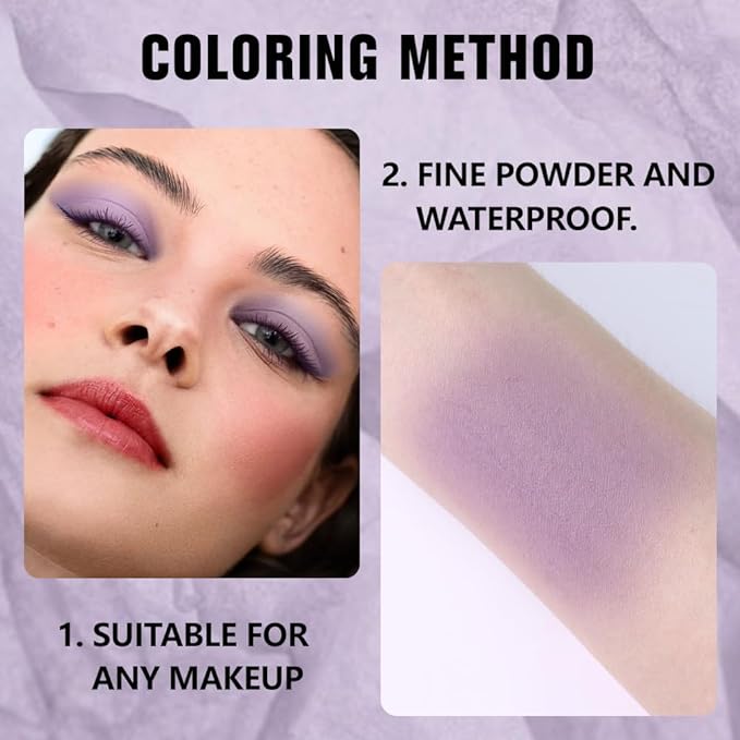 evpct Mauve Purple Matte Single Eye Shadow Palette Makeup for Older Women, Plum Lavender Purple Natural Cream Eyeshadow Palette for Green Eyes, High Pigment Mini Monochrome Eyeshadow