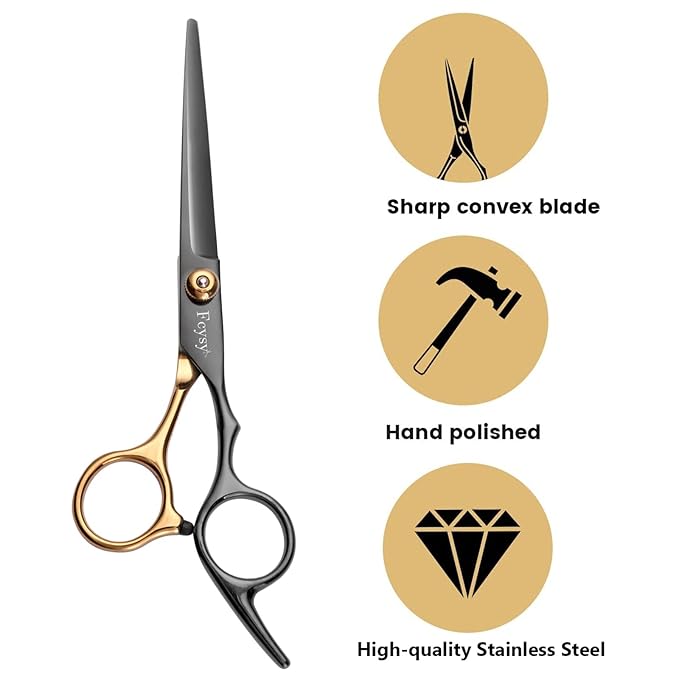Hair Scissors Barber Shears Set, Fcysy Professional Hair Cutting Kit, Haircut Thinning Shears for Haircutting, Hairdresser Trimming Scissors Tools for Men Women Pet