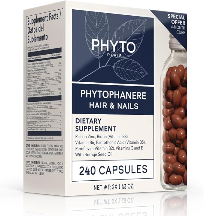 PHYTO Phytophanère 100% Natural Hair Loss Thinning Dietary Supplement, 4-Month Supply