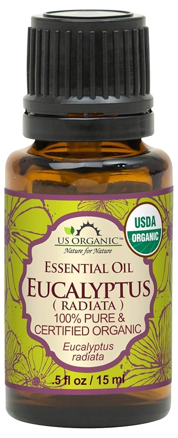 US Organic 100% Pure Eucalyptus Essential Oil (Radiata) - USDA Certified Organic, Steam Distilled - W/Euro droppers (More Size Variations Available) (15 ml / .5 fl oz)