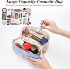 Personalized Initial Makeup Bag, Valentine's Day Gifts for Girls,Preppy Bag Cosmetic Travel Bag Women,Travel Toiletry Organizer,Large Capacity Corduroy Stuff Bag,Cute Cosmetic Pouch Skincare Bag