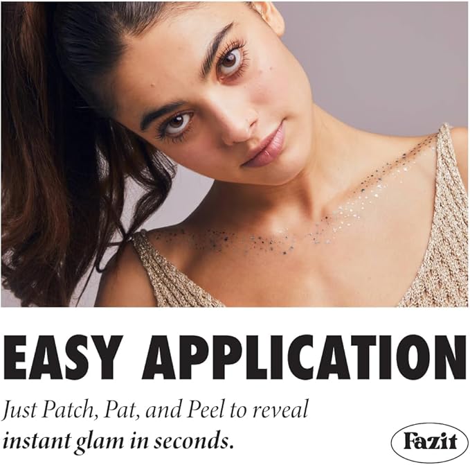 Fazit Makeup Patches - Silver Decollatage Speckles - Glow Up Make-Up Patches - Cute Glitter Makeup Accessories For Women - Cosmetic Glitter