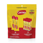Carmex Classic Medicated Lip Balm Pack, Lip Moisturizer for Chapped Lips, 9-Count Variety Pack Bag (2 Tubes, 7 Sticks)