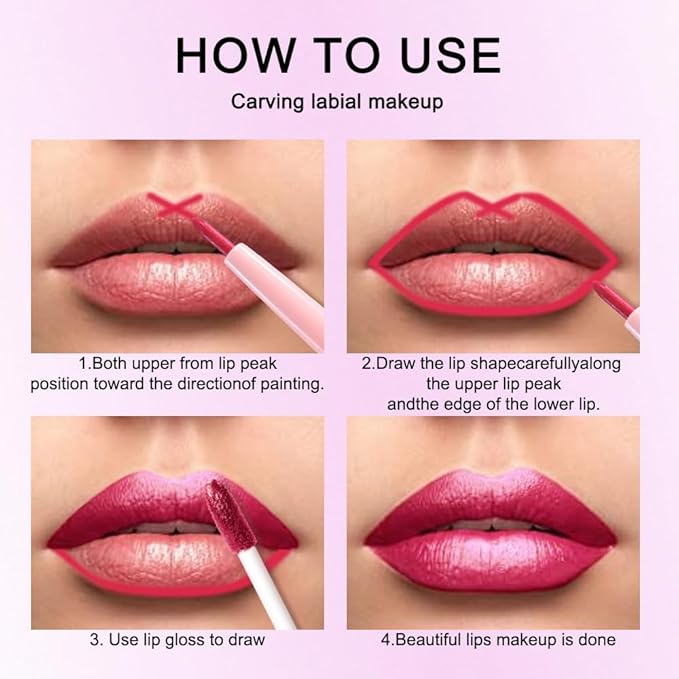 Kaely 2-in-1 Bright Red Metallic Lipstick and Lip Liner Makeup, Shimmer Liquid Metallic Lipsticks for Women, Glitter Lip Gloss Stain Long Lasting Waterproof Smudge Proof 24 Hour, Cruelty-Free 25