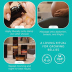 Mambino Organics Oh Baby! Belly Oil for Pregnant Women, Organic Stretch Mark Oil for Pregnancy, Postpartum Skin Elasticity, Hydration, Tamanu, Shea Butter, Calendula, Vegan, Non-GMO, 2 fl oz, 3-Pack