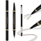 Eyebrow Pen,2-in-1 Waterproof Eyebrow Pencil with 4 Tip Microblading Brow Pen and Ultra-Precise Brow Pencil,with Dual-ended Eyebrow Brush,Eyebrow Makeup for Natural Looking - Dark Coffee