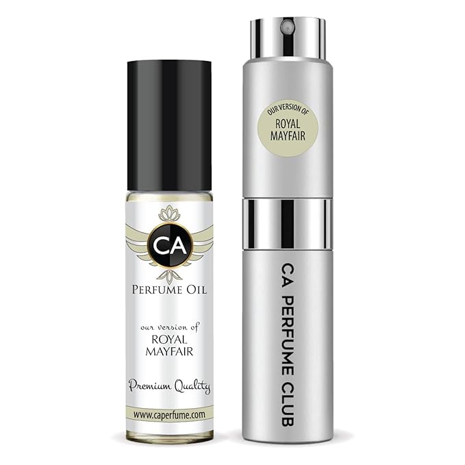 CA Perfume Duo Impression of Royal Mayfair For Women And Men Perfume Layering Set Long Lasting Travel Size EDP + Body Oil Roll-On Bottle 0.27 Fl Oz+0.33 Fl Oz