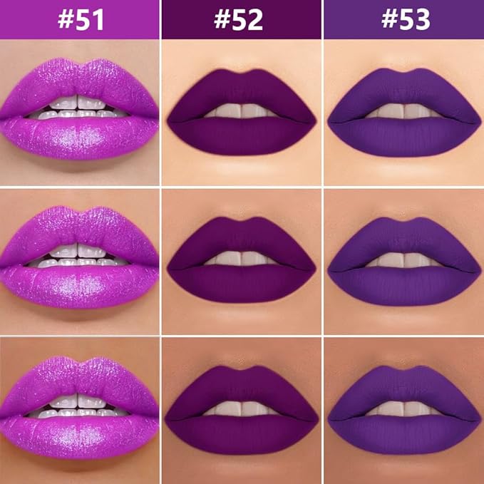evpct 3Pcs Lavender Dark Violet Purple Matte Lip Liner & Liquid Lipstick Stain Makeup Set for Women, Lip Liner Stain Long Lasting Waterproof Smudge Proof, Cruelty Free Lip Makeup 24 hours originales