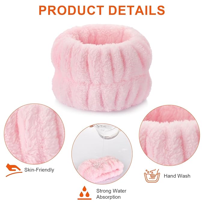 2pcs Wrist Bands for Washing Face Wash Wristbands Wrist Towels Arm Bands for Skincare Makeup Wrist Cuffs Spa Wrist Scrunchies