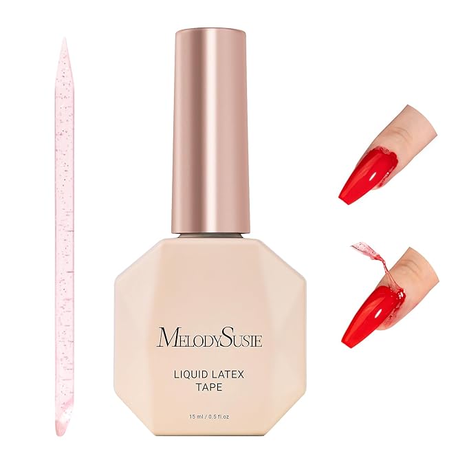 MelodySusie Liquid Latex for Nails, Peel off Fast Dry Cuticle Guard for Nail Polish with Plastic Nail Care Stick set, Skin Barrier Protector for Nail Art, Manicure Home DIY Salon, Gifts for Women15ml