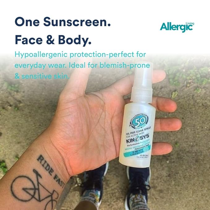 KINeSYS Fragrance Free Clear Spray Sunscreen For Sensitive Skin, SPF 50, Hypoallergenic, Broad Spectrum UVA-UVB Protection For Face & Body; PABA And Oxybenzone FREE, 170+ Sprays, 1 Fl. Oz (Pack Of 2)