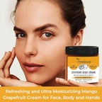 RaGaNaturals Mango Butter Hand & Body Cream for Dry Skin - All Natural, Tropical, Smell Good Moisturizer with Vitamin E and Avocado Oil - Non-Greasy, Vegan, Cruelty-Free Lotion for Women, Men - 8 Oz