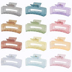 3.5 Inch Square and Rectangular Hair Clips - 12 Pcs Claw Clips for Thick and Thin Hair, Rectangle Jaw Clips in Bulk, Hair Accessories for Women and Girls - Ice Cream