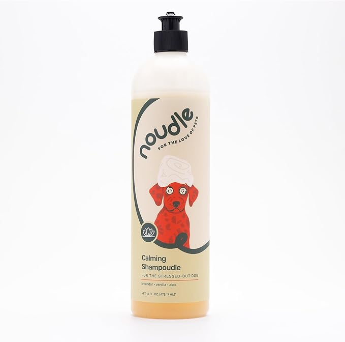Pets - Calming Shampoudle, 16oz, Moisturizing and Gentle All Natural pet Shampoo with Lavender, Vanilla, Cucumber, Aloe, and Oatmeal