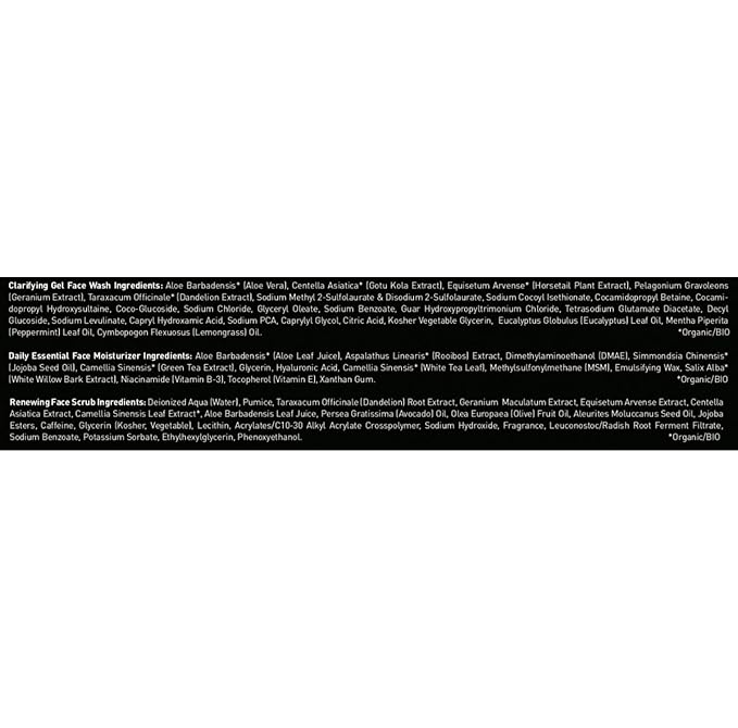 Brickell Men's Daily Advanced Face Care Routine I, Gel Facial Cleanser Wash, Face Scrub, Face Moisturizer Lotion, Natural and Organic, Unscented, Men's Skin Care Gift Set