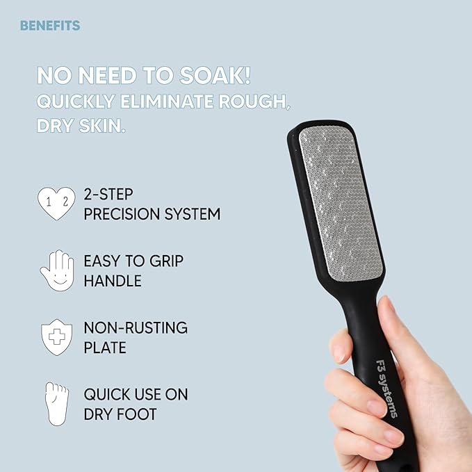 2Steps Stainless Steel Callus Remover, Effective for Thick Callus and Cracked Feet Pedicure Rasp, Remove Hard Skin, Grater Foot File, Foot Scrubber, Professional Foot Care